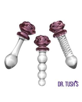 Dr. Tush’s Sacred Glass Rose Collection Anal Plug Set – Glass