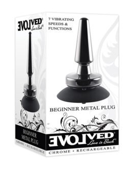 Evolved Beginner Vibrating Rechargeable Metal Plug – Black