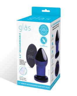 Glas 3.5″ Rechargeable Vibrating Butt Plug – Blue