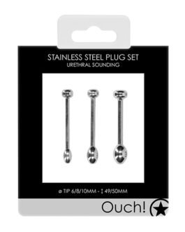 Shots Ouch Urethral Sounding Metal Plug Set – 49/50 mm