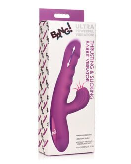 Bang! Thrusting & Sucking Rabbit Vibrator – Purple