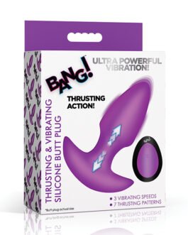 Bang! Thrusting & Vibrating Butt Plug – Purple